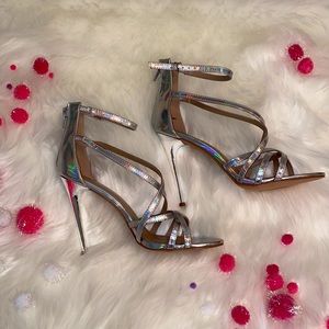 Silver festive sandal heels